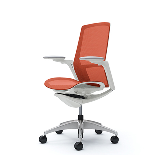 red orange stylist chair